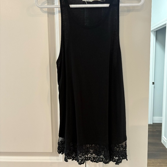 Black Tank Top with Lace at bottom - Picture 1 of 2